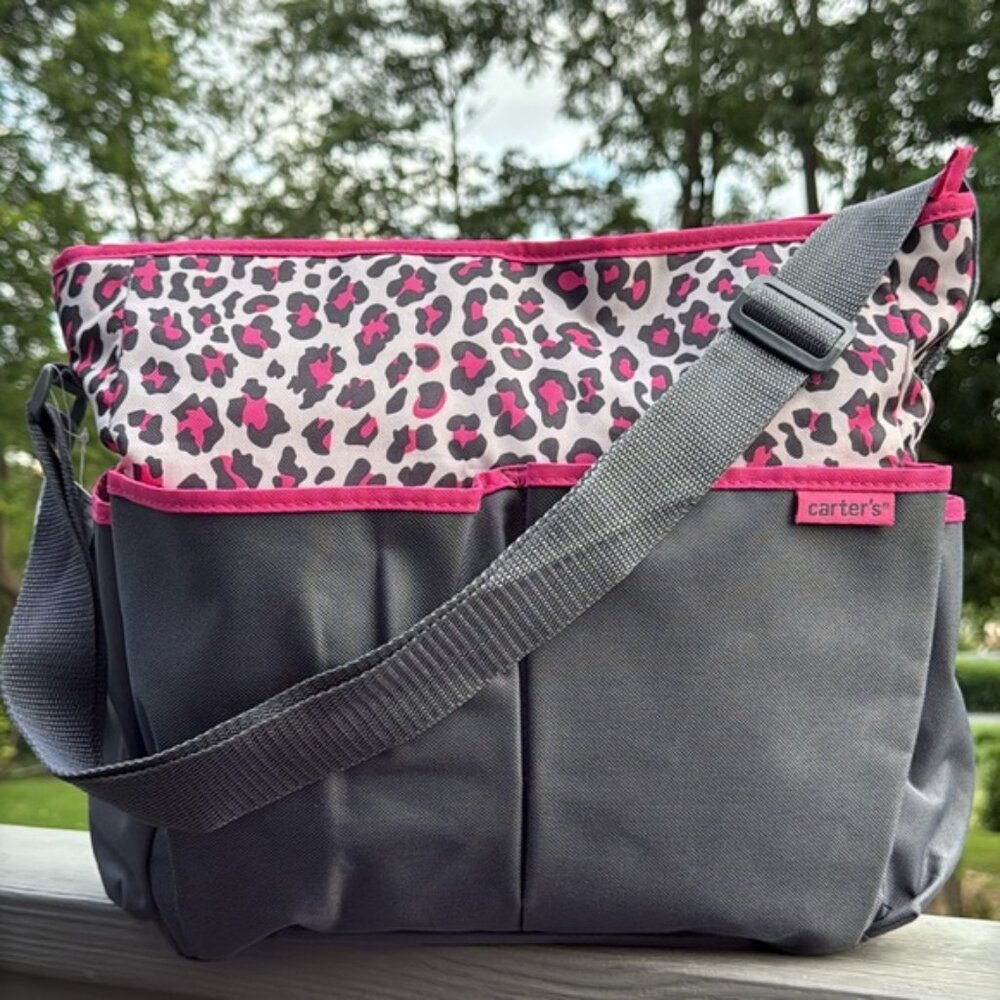 Carter's Leopard Print Baby Diaper & Travel Bag (Pink & Gray)(New With Tags)